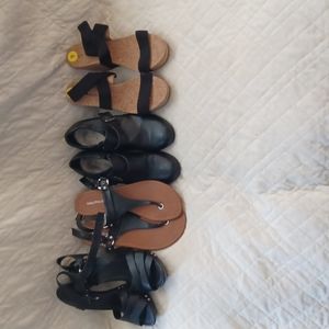 Lot of 4 women's slides and high heels and wedges
